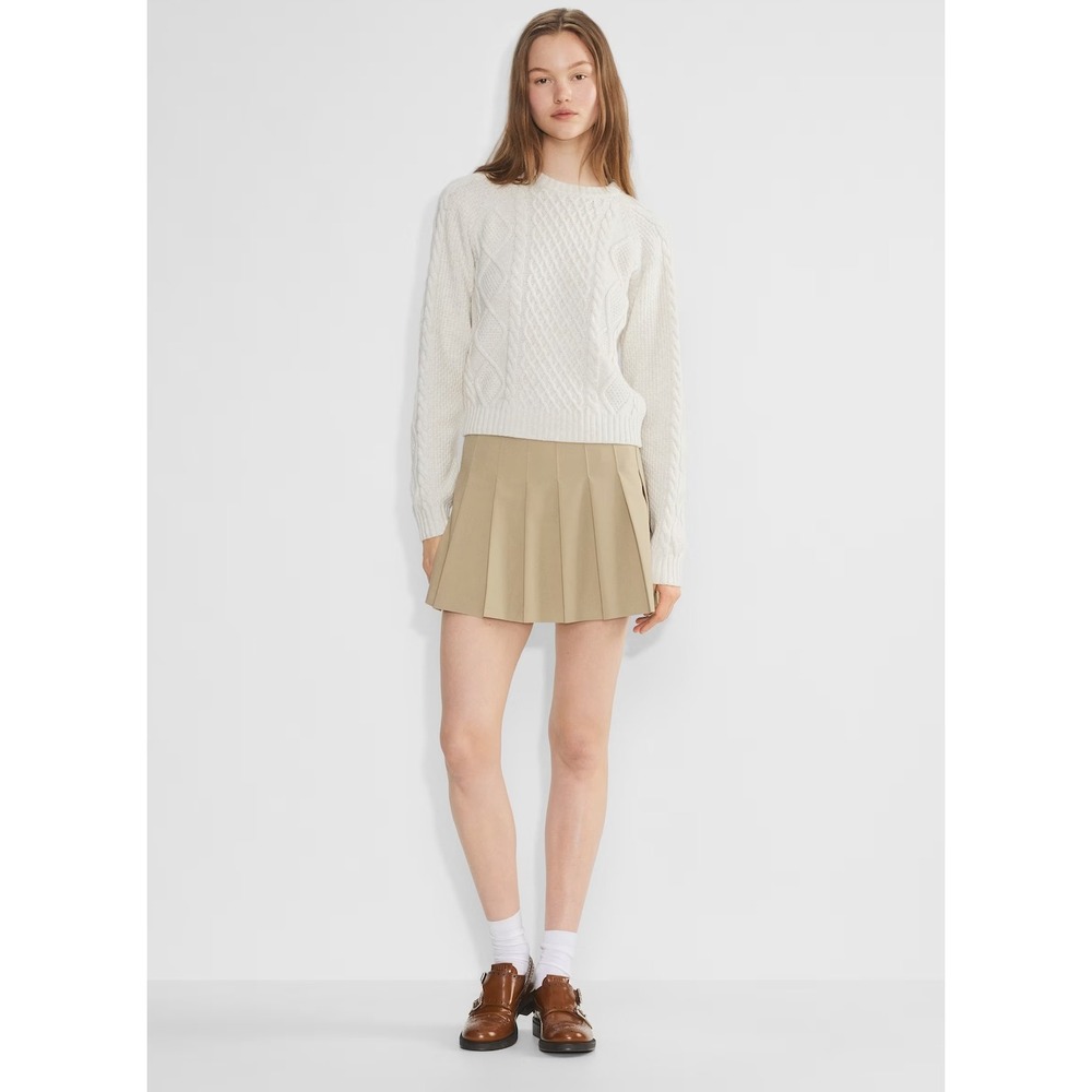 Sunday Best Lima Sweater Cream Cable Knit Merino Wool Blend Size M